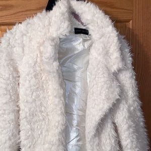 Fuzzy white long jacket
